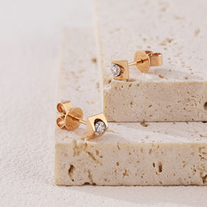 ต่างหูเม็ดเดี่ยวชุบทอง18K ประดับโรสโกลด์สง่างามงานตามสั่งเครื่องประดับสำหรับผู้หญิงงานหมั้นงานแต่งงานของเด็ก - Product Image 6