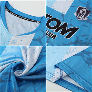 Оптовые футбольные майки с V-образным вырезом для сублимации, быстросохнущие тренировочные комплекты, дышащая жаккардовая ткань, набор футбольной формы Z259021 - Product Image 6