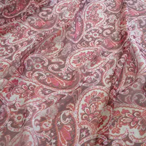 Colorful India Luxury Soft Elegant Silk Crepe Chiffon Fabric Metallic Silver Thread 100% Silk Crinkle for Hijab Saree Dress