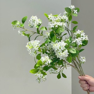 Flores Artificiales de Lila y Osmanthus, Rama Individual, Seda Blanca, Decoración para Bodas y Hogar - Product Image 1