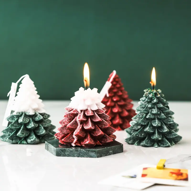 Holiday Gift Sets Christmas Tree Herbal Plant Ice Flower Wax Private Label Scented Candles