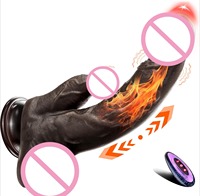 Großhandel TTFOREST Schwarzer Realistischer Silikon-Dildo 8 Zoll Ferngesteuerter Analer Stoßvibrator 5/10 Heizmodi Saugnapf
