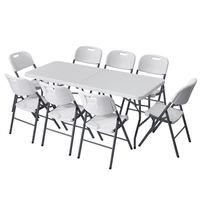 Table pliante en plastique d'extérieur, chaises en plastique, mobilier de restaurant, mobilier de jardin, pour événements, fêtes, mariages, haute qualité, 6 pieds / 8 pieds