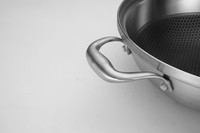 Wok Profesional de Acero Inoxidable 304 de Alta Calidad y Gran Capacidad, Antiadherente, con Tapa de Vidrio