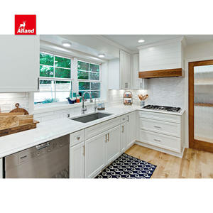 Allandcabinet White Lacquer Mdf Board Small Area Shaker Door Muebles de cocina con Shiplap Hood Armario de vidrio para casa remodelada - Product Image 4