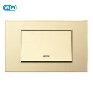 Mifra Th Matt/Painel Brilhante Dourado 100-240V 10A 1/2/3 Gang Tuya Interruptor Inteligente Alexa Controle de Voz Interruptor de Parede WiFi