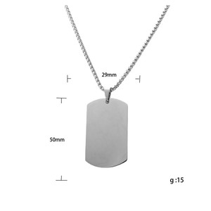 yunnique Stainless Steel <b>Dog</b> <b>Tag</b> Pendant Necklace Men's Geometric Chain 3.0*60cm Silver Color Fashion Jewelry - Product Image 4