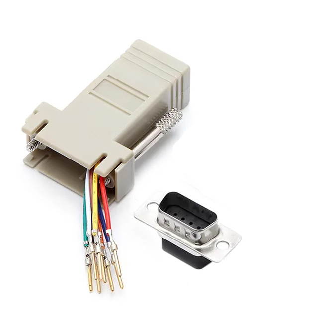 DB9 Male to RJ45 Female 9 Pin COM to Network Port Adapter Connector RS232 Modular CAB-9AS-Fdte to RJ5 DB9