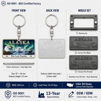 Porte-clés Plaque d'Immatriculation Alaska Mini Plaque de Voiture 3D en Aluminium Gaufré Étanche Logo Personnalisé Souvenir USA Cadeau en Gros