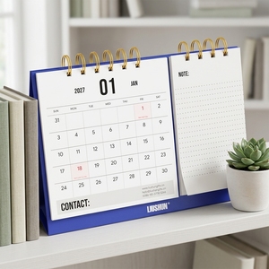 Calendrier de bureau Premium 2027 2028, planificateur mensuel à feuilles mobiles avec section de notes <span class=keywords><strong>d</strong></span>édiée, spirale double en or, <span class=keywords><strong>d</strong></span>écoration de bureau - Product Image 2