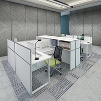 Cubicle de bureau modulaire moderne à 4 places, durable, pour l'école, l'hôpital, l'atelier - Poste de travail ouvert pour le personnel, espace de coworking, bureau du personnel
