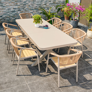 Set Tavolo da Esterno Antiruggine 2025 con Sedie in Corda e Tavolo in Alluminio per Terrazzo, Mobili da <span class=keywords><strong>Giardino</strong></span> con Cuscini e Guanciali Impermeabili - Product Image 4