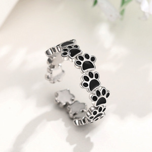 Anello con Zampa di Gatto in Metallo Elettroplaccato, Impronta di Zampa Smaltata, Gioiello da Dito Dolce e alla Moda per Uso Quotidiano Femminile - Product Image 5