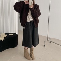 Großhandel Damen Chunky Strukturierter Reißverschluss-Cardigan Einfarbiger O-Ausschnitt Crop-Pullover Jacke Langarm Herbst Winter Damen Strick-Oberbekleidung