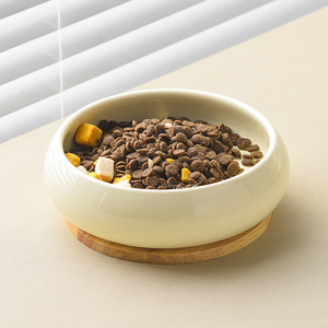 INS Écologique Portable Split Céramique Bois Bol <span class=keywords><strong>Pour</strong></span> Animaux De Compagnie Bouche <span class=keywords><strong>Inclinée</strong></span> Élevée avec Support Anti-Basculement <span class=keywords><strong>pour</strong></span> <span class=keywords><strong>Chat</strong></span> Chien Nourriture Eau - Product Image 4