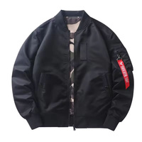 Blouson Bomber Homme Hiver ODM Fin Imprimé Matelassé Zippé Réversible Sans Capuche Col Montant Polaire Coupe-Vent