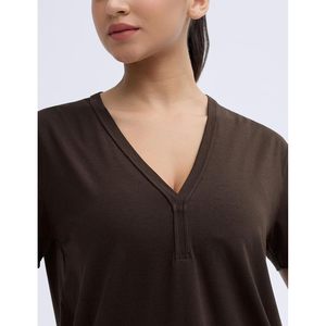 FOXA T-shirt de sport à manches courtes et col en V pour femme, coupe ample, respirant, haut de yoga - Product Image 4
