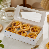 Boîte d'emballage pour tartelettes aux œufs avec fenêtre transparente, en papier résistant à la graisse, pour présentation en boulangerie, fourniture sous marque privée pour boulangeries