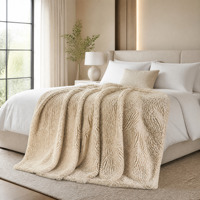 Plaid de luxe en fausse fourrure de lapin brossée, double couche, super doux et chaud, imprimé, en peluche, pour lit et canapé, idéal pour l'hiver