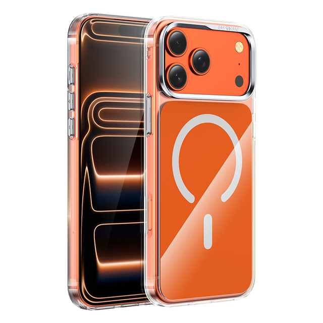 Fashion Glass Back Panel Magnetic Case for iPhone 17 Pro Max 17 Air Wireless Charging Metal Camera Frame Shockproof Hard Cover