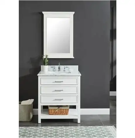 Mueble moderno blanco de 30 pulgadas para baño, lavabo para el hogar, mueble de baño