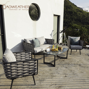 Muebles de exterior de lujo Aluminio Patio Jardín <span class=keywords><strong>Playa</strong></span> Conjunto de sofá al aire libre Marco de aluminio Cuerda Juego de sofá de jardín - Product Image 4