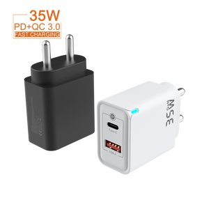 India Eco-Friendly PD35W Cargador rápido Adaptador de corriente A + <span class=keywords><strong>C</strong></span> Tipo <span class=keywords><strong>C</strong></span> 35W Cargador de pared con pantalla LED y protección OTP - Product Image 1