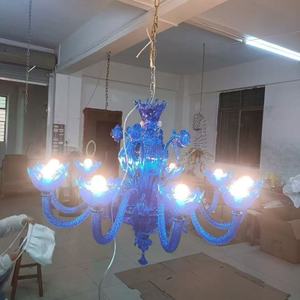 Lampe suspendue en cristal bleu moderne de luxe en verre artisanal, éclairage décoratif pour salon, <span class=keywords><strong>lustre</strong></span> contemporain - Product Image 3