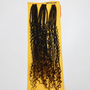 Extensions de cheveux tressés au crochet pré-bouclées de 24 pouces, texture feutre, douces, petites boucles africaines, longues et ondulées, faites à la main - Product Image 1