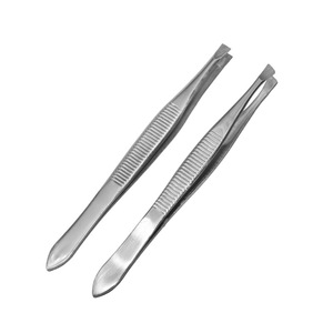 Pinzas para cejas de acero inoxidable engrosadas, herramienta para dar forma a las cejas, pinzas multifuncionales para maquillaje, inclinadas y planas - Product Image 1