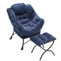 Fauteuil de relaxation moderne en acier avec ottoman, idéal pour les petits espaces, pour la lecture et la détente, avec repose-pieds – Meilleure vente