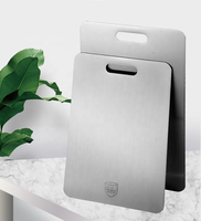 Planche à découper double face en acier inoxydable 304 de qualité alimentaire 39x28cm Écologique et compatible lave-vaisselle