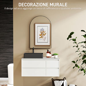 HOMCOM-Miroir de salle de bain 60x90cm en alliage d'aluminium et arc en verre pour chambre et salon, noir - Product Image 6