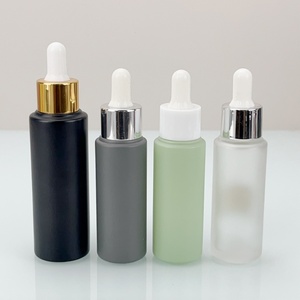 Flacon compte-gouttes en verre à prix d'usine avec bouchon en aluminium argenté, gris vert, sérigraphie personnalisée, flacon de lotion 50ml 100ml avec bouchon pompe - Product Image 6