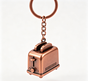Copper Color Metal <b>Toasters</b> Key Chain Vintage Style Keyring Gift Accessory - Product Image 1