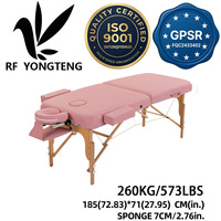 Table de massage portable pliable et réglable en hauteur avec poignée de transport, cadre en bois durable, éponge haute densité pour usage en spa et clinique