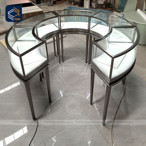 Tùy chỉnh kính tròn Showcase truy cập kim loại khung cong phân khúc bán lẻ đồ trang sức hiển thị thiết kế tủ - Product Image 5