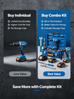 Kit combiné d'outils électriques sans fil 21V sans balais, 5 pièces, avec batterie au lithium, perceuse industrielle, clé à chocs, meuleuse, marteau - Vente en gros OEM ODM