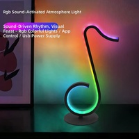 Lámpara LED con Notas Musicales, Luz Ambiental RGB, Activación por Sonido, Control Inteligente por Aplicación, Alimentación USB, Lámpara de Escritorio Nocturna para Sala de Juegos o Dormitorio