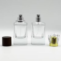 Bouteille de parfum en verre carrée personnalisable en gros 50ml flacon pulvérisateur de luxe bouteille de parfum transparent en verre WX-29