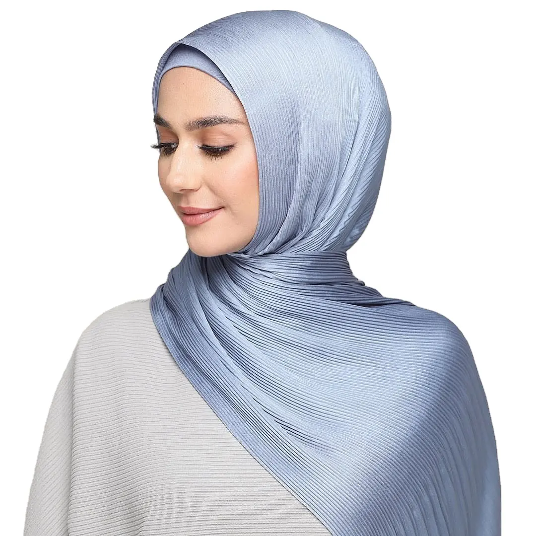 2021tudung Écharpe Crêpe De Soie Châle Musulman Femmes Rides Hijab Malaisie Offre Spéciale Magnifique Satin Adulte Polyester Quotidienne Hijabs 00732