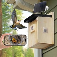 Nichoir solaire intelligent avec caméra pour l'extérieur, nichoir pour oiseaux en bois massif moderne personnalisable