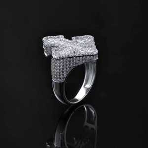 남녀공용 명품 힙합 지르콘 반지 14K 금도금 황동 합금 큰 원형 스톤 - Product Image 4