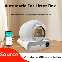 Bac à litière pour chat automatique, intelligent, auto-nettoyant, en plastique écologique, blanc, carré, 3,1 kg, modèle chinois blanc