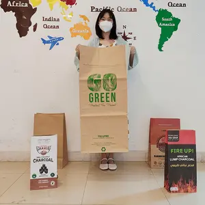 Биоразлагаемые двухслойные бумажные пакеты толщиной 30 галлонов для газона и мусора из коричневой бумаги для дома и сада