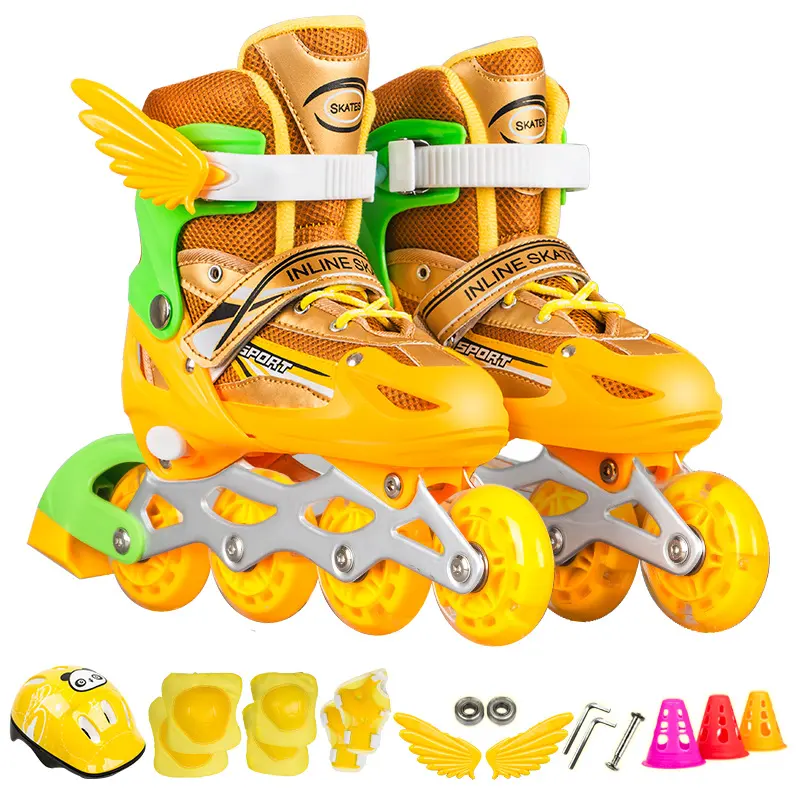 Adjust four wheels flashing roller inline skates shoes for kids