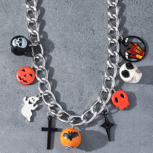 Collar con Colgante en Forma de Cruz de Calabaza Personalizado de la Serie Halloween, Collares Unisex, Joyería de Moda al por Mayor - Product Image 2