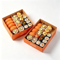 Boîtes en papier personnalisées pour sushis, pliables, recyclables, de qualité alimentaire, avec fenêtre