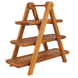 Wooden 3 Tier Cupcake Stand Charcuterie Boards Serving Platter Tiered Tray for Cakes Party