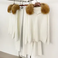 Ensemble de veste pull épaisse décontractée pour femme, col en V, en nylon/coton, anti-plis, patchwork, toutes saisons